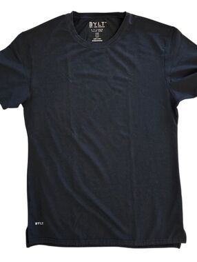 BYLT Premium Split Hem Lux Shirt Men's Size L Black Basic Crew Short Sleeve